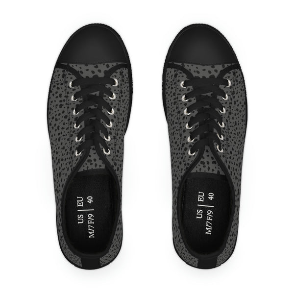 SPOTTED BLACK & DARK GRAY - Women's Low Top Sneakers Black Sole
