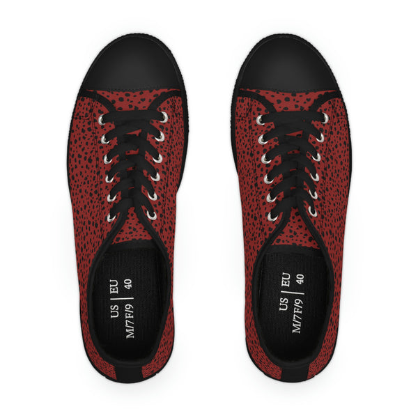 SPOTTED RED & BLACK - Women's Low Top Sneakers Black Sole