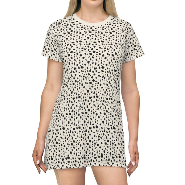 SPOTTED & CREAM COLLAR - T-Shirt Dress FRONT