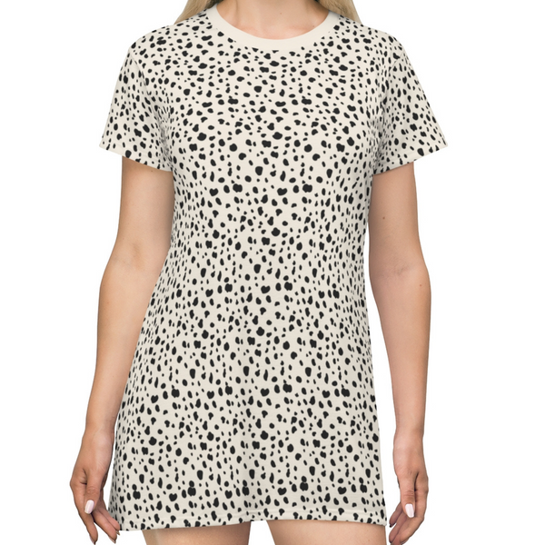 SPOTTED & CREAM COLLAR - T-Shirt Dress FRONT