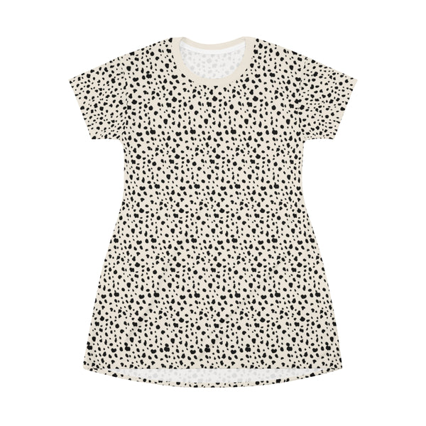 SPOTTED & CREAM COLLAR - T-Shirt Dress FRONT