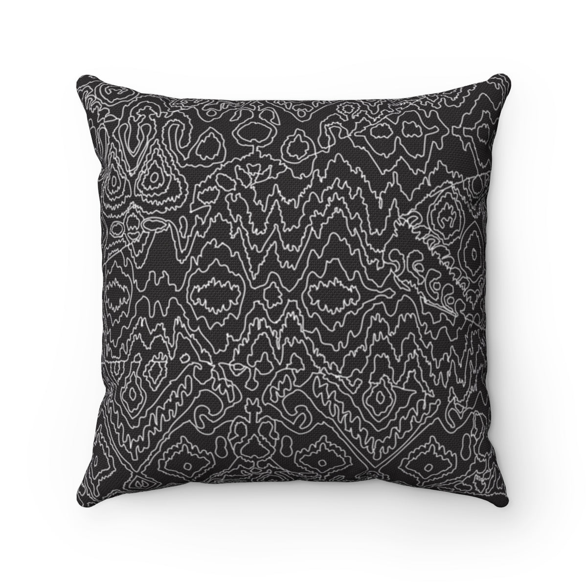 SQUIGLY WHITE ON BLACK - Square Pillow