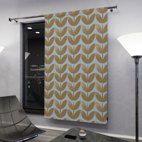 STEMS GOLD & GRAY - BLACKOUT Window Curtain