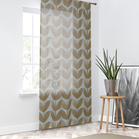 STEMS GOLD & GRAY - SHEER Window Curtain