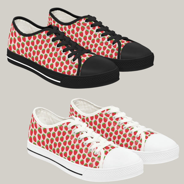 STRAWBERRY PARFECT - Women's Low Top Sneakers Black and White Sole