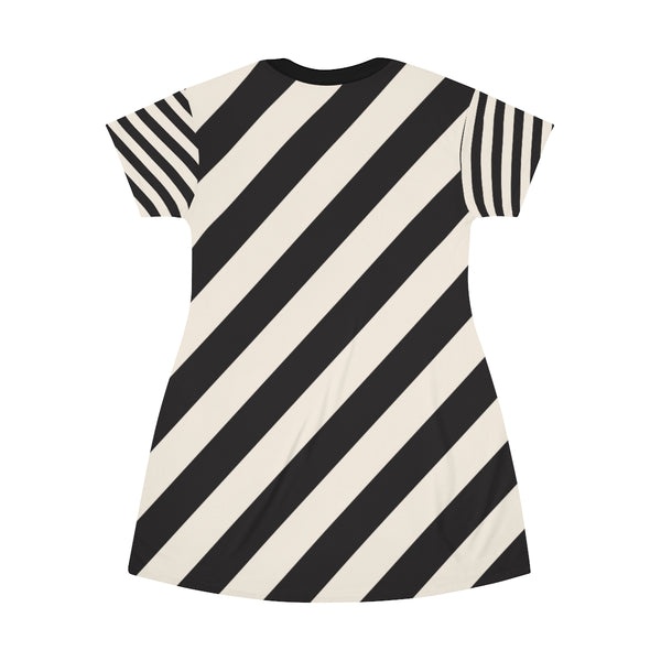 STRIPED - BLACK & CREAM - T-Shirt Dress  