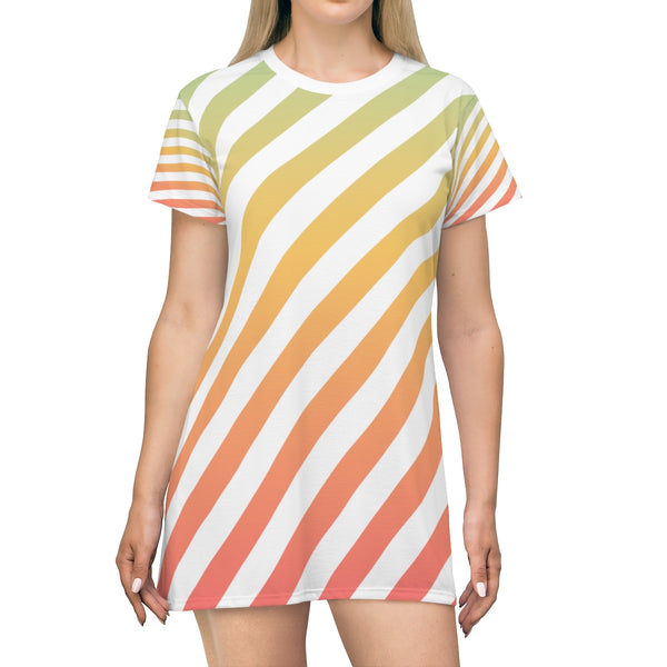 STRIPED - RAINBOW - T-Shirt Dress FRONT