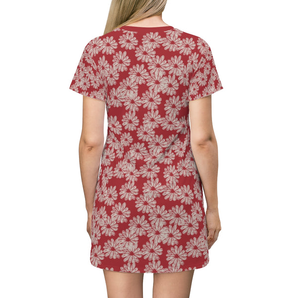 SWEET DAISY RED - T-Shirt Dress  BACK