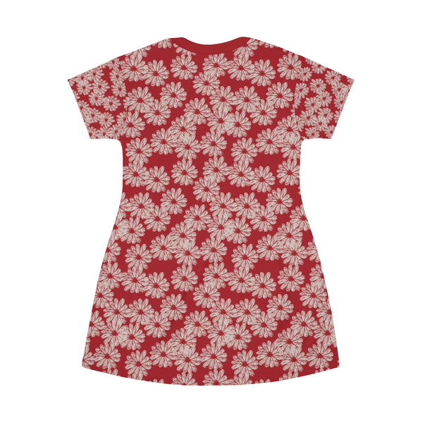 SWEET DAISY RED - T-Shirt Dress  