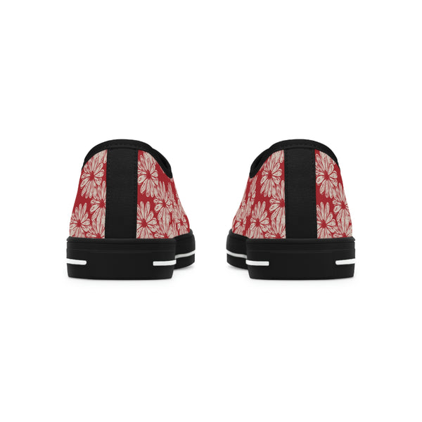 SWEET DAISY RED - Women's Low Top Sneakers Black Sole