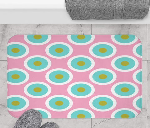 TEAL PINK DOTS - BATH MAT