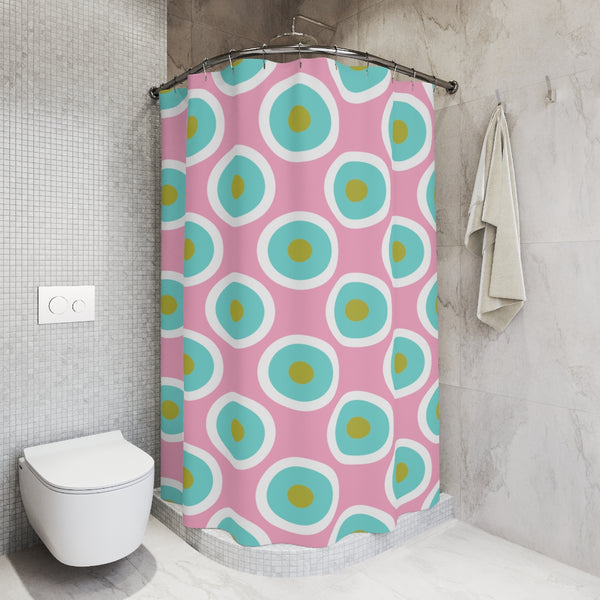 TEAL PINK DOTS - SHOWER CURTAIN