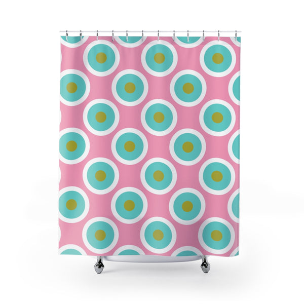TEAL PINK DOTS - SHOWER CURTAIN