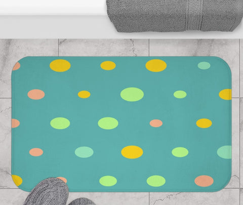 TEAL YELLOW DOTS - BATH MAT