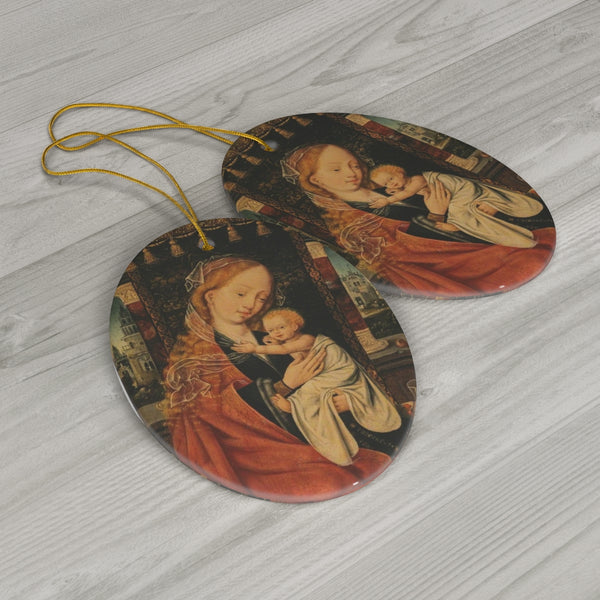 The Virgin and Child - Joos van Cleve (1464-1540) - Ceramic Ornament 1-Pack oval