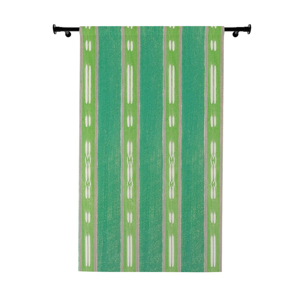 VINTAGE JAPANESE WOODBLOCK PRINT GREEN - BLACKOUT Window Curtain