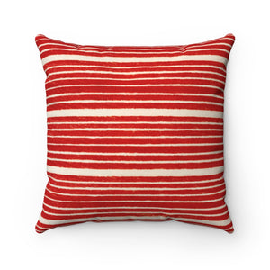 VINTAGE JAPANESE WOODBLOCK PRINT RED STRIPED - Square Pillow