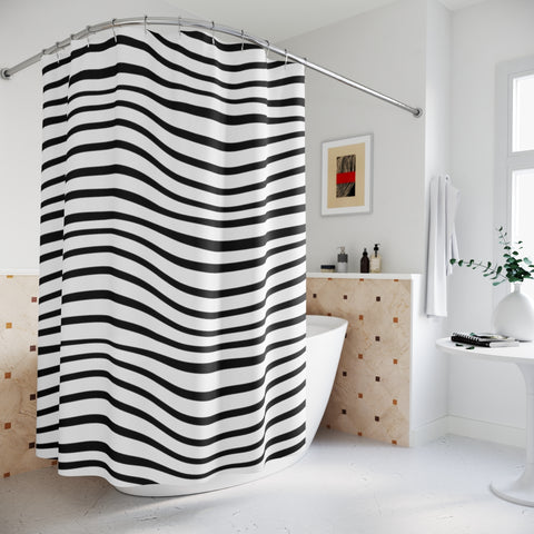 WAVES BLACK AND WHITE - SHOWER CURTAIN