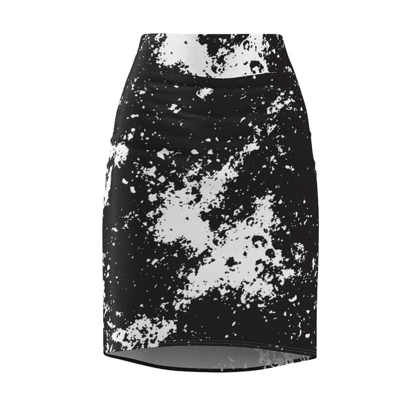 WHITE SPLASH & BLACK - Pencil Skirt