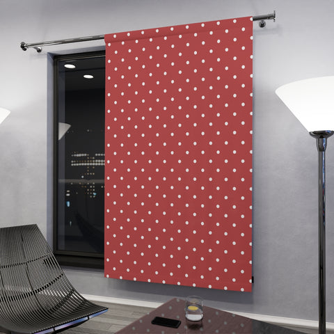 WHITE & BRICK RED POLKA DOT - BLACKOUT Window Curtain