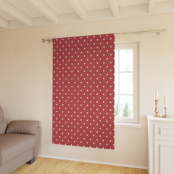 WHITE & BRICK RED POLKA DOT - BLACKOUT Window Curtain