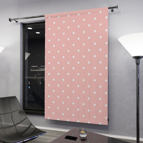 WHITE & PINK POLKA DOT - BLACKOUT Window Curtain