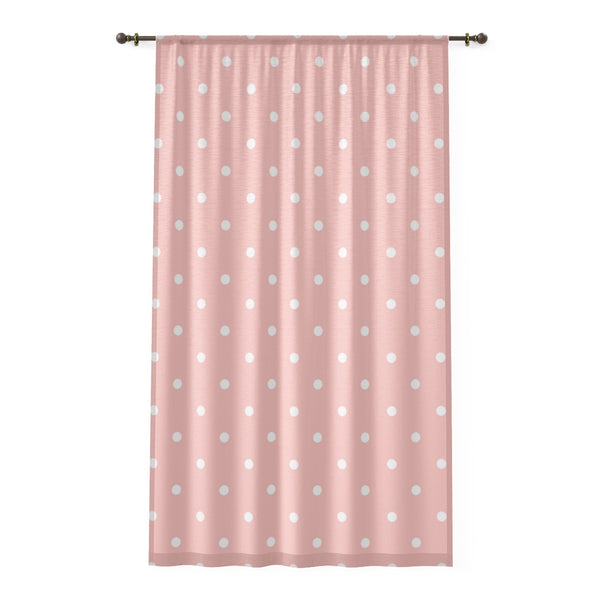 WHITE & PINK POLKA DOT - SHEER Window Curtain