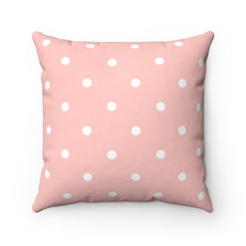 WHITE & PINK POLKA DOT - Square Pillow 