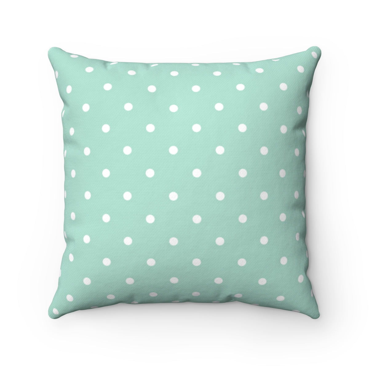 WHITE & SKY TEAL POLKA DOTS - Square Pillow