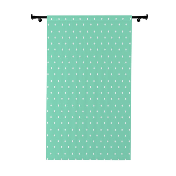 WHITE & TURQUOISE POLKA DOT - BLACKOUT Window Curtain