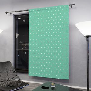 WHITE & TURQUOISE POLKA DOT - BLACKOUT Window Curtain