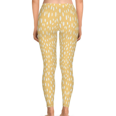 WHITE & YELLOW DALMATIAN - Stretchy Leggings