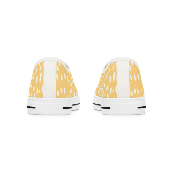 WHITE & YELLOW DALMATIAN - Women's Low Top Sneakers White Sole