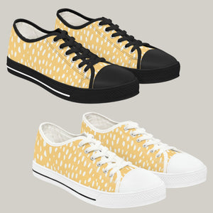 WHITE & YELLOW DALMATIAN - Women's Low Top Sneakers Black and White Sole