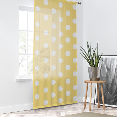 WHITE & YELLOW POLKA DOT -  SHEER Window Curtain