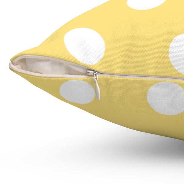 WHITE & YELLOW POLKA DOT - Square Pillow ZIPPER