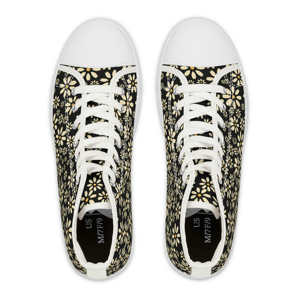 YELLOW DAISIES - Women's High Top Sneakers White Sole