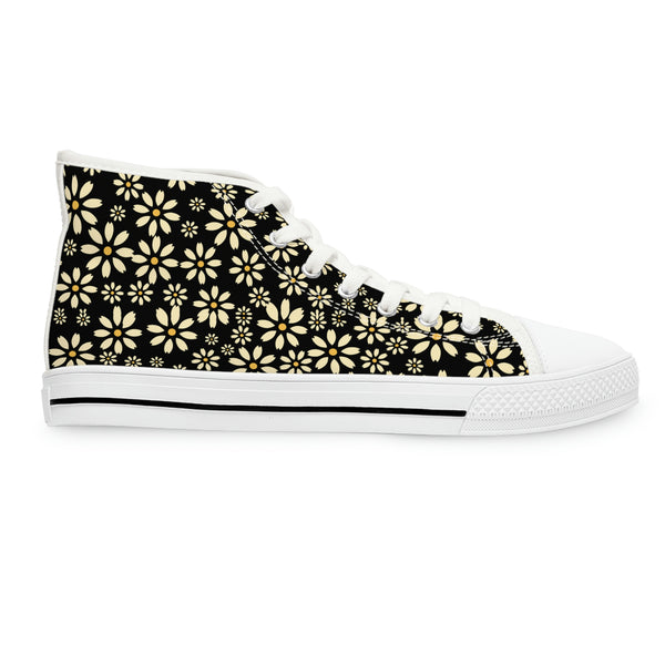 YELLOW DAISIES - Women's High Top Sneakers White Sole