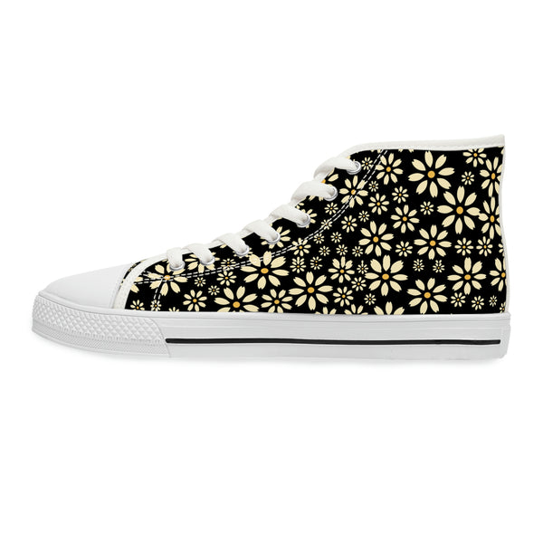 YELLOW DAISIES - Women's High Top Sneakers White Sole