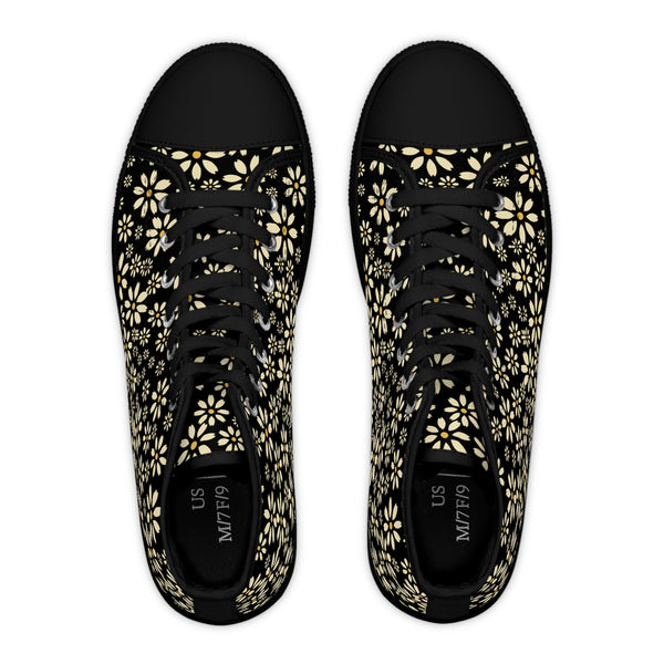 YELLOW DAISIES - Women's High Top Sneakers Black Sole