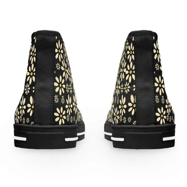 YELLOW DAISIES - Women's High Top Sneakers Black Sole