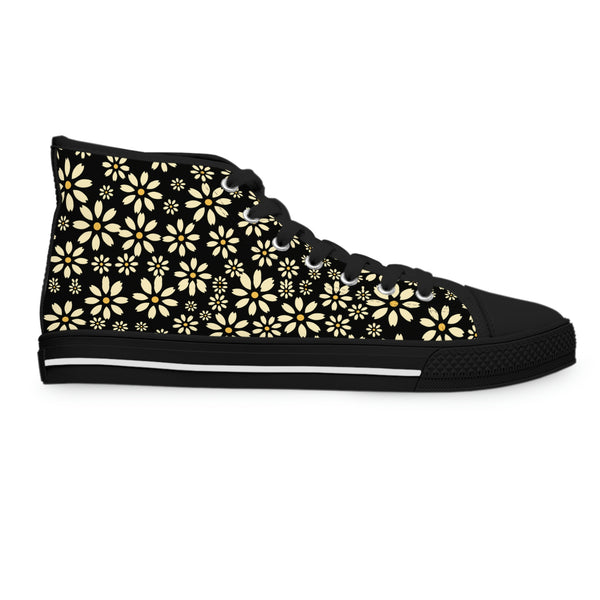 YELLOW DAISIES - Women's High Top Sneakers Black Sole