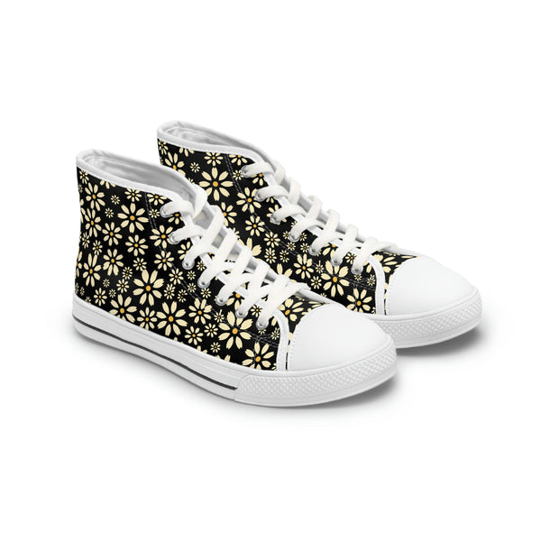 YELLOW DAISIES - Women's High Top Sneakers White Sole