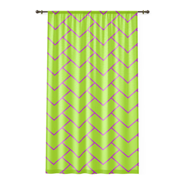 YELLOW & PINK CHEVRONS - SHEER Window Curtain